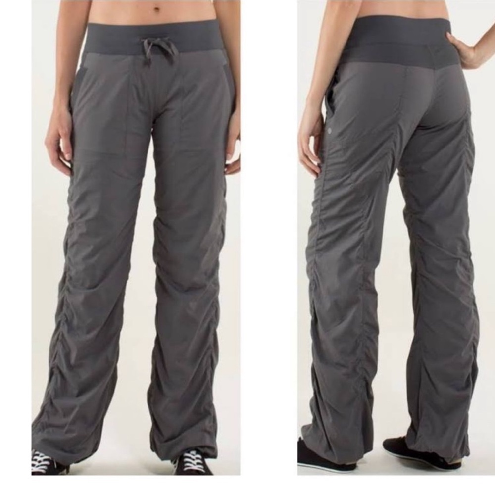 lululemon grey studio pants 

Soft inside, almost new condition